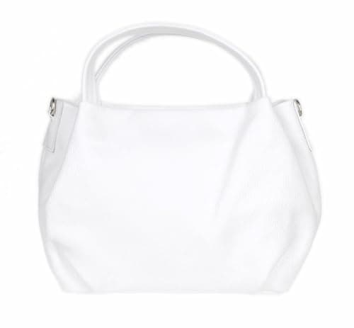 Image of Girly Handbags Bucket Genuine Leather Handbag Medium White