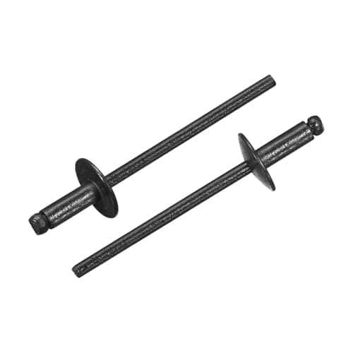 Image of sourcing map 100Pcs 1/8"x5/16" Large Flange Blind Rivets, Zinc-Plated Carbon Steel Grip and Mandrel Cap Blind Rivets, Black