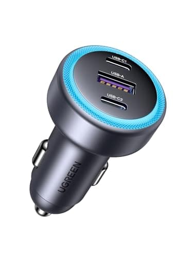 Image of UGREEN 3-Port Car Charger Adapter PD 30W USB C Fast Charging Cigarette Lighter USB Charger 12V/24V USB Socket Compatible with iPhone 17/16/15/14, Galaxy S25/S24/S23, Pixel 9/8/7, iPad, Tablets