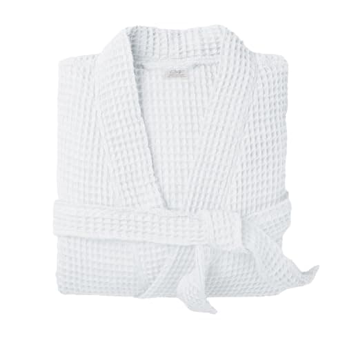 Image of Allure Bath Fashions Unisex Bathrobe Lightweight Textured Waffle Robe - Soft Hotel Spa Dressing Gown, Kimono (Large/Extra Large, White)