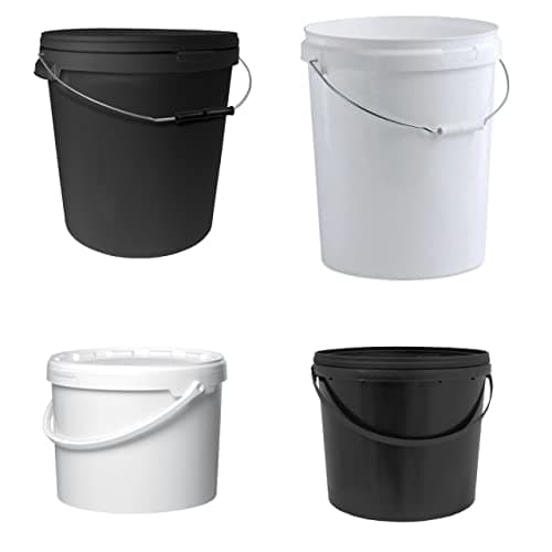 Image of UK GROW BLACK Heavy Duty Round bucket with Lid and Evidence Seal 5l 10l 20l 25l 30l 35l Metal Plastic Handle Hydroponic Storage Food Grade Sustainably sourced (30ltr, White)