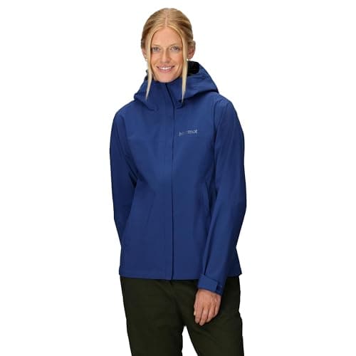 Image of Marmot Women's PreCip Eco Pro Jacket, Waterproof Jacket, Lightweight Hooded Rain Jacket, Windproof Raincoat, Breathable Windbreaker, Ideal for Running and Hiking, Twilight Blue, S
