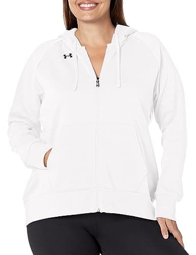 Image of Under Armour Women's Rival Fleece Full Zip Hoodie, (100) White / / Black, 2X