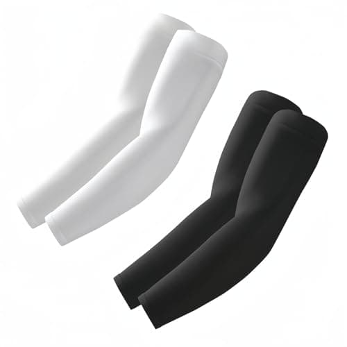 Image of ROXUN 2 Pairs Arm Sleeves Gaming UV Sun Protection Compression Volleyball Sleeve for Men/Women Black+White