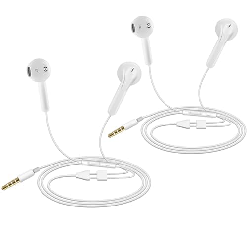 Image of 2 Pack Earphones, In-Ear Headphones Wired Earbuds, Noise Isolating Headset With Microphone, Heavy Deep Bass, Compatible with Samsung HuaWei MP3 Players Tablets and Laptops