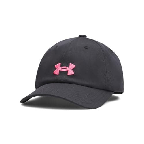Image of Under Armour Girls' Blitzing Adjustable, Comfortable Sports Cap for All-Day Breathability and Sun Protection, Girls' Cap with Adjustable Sizing and Pre-Curved Visor,Black / / Super Pink,OSFM
