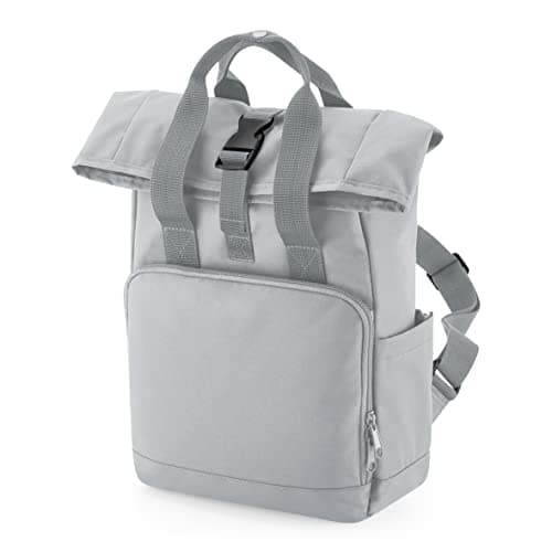 Image of BagBase BG118S Recycled Mini Twin Handle Roll-Top Backpack - Light Grey