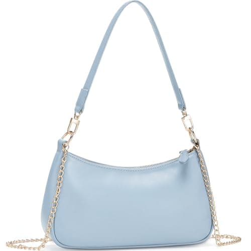 Image of WantGor Clutch Tote Handbags, Shoulder Purse for Women Crossbody Bags Mini Hobo Bag Retro Vegan Leather Trendy Handbag (Blue)