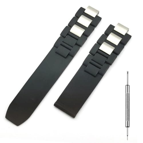 Image of Cirtrar Black Rubber Silicone Watch Band Compatible with Must De Cartier 21 Century Chronograph Quartz