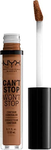 Image of NYX Professional Full Coverage Concealer, 24 Hour Longevity, Can't Stop Won't Stop Contour Makeup Concealer, Matte Finish, Shine Control, Long Lasting, Vegan Formula, Shade: Warm Caramel