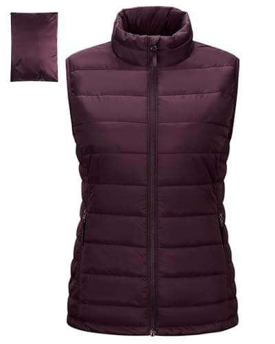 Image of Outdoor Ventures Womens Puffer Gilet Packable Quilted Vest Padded Outwear Vest Bodywarmer Ladies Windproof Sleeveless Jacket Hiking Running Golf Riding Purple XS