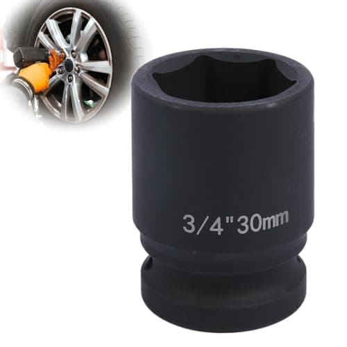 Image of Deep 6-Point Impact Socket 3/4" Drive 30mm,Chrome Molybdenum Steel, Anti-Rust Metric Hex Socket for Car Repairs and Impact Wrench