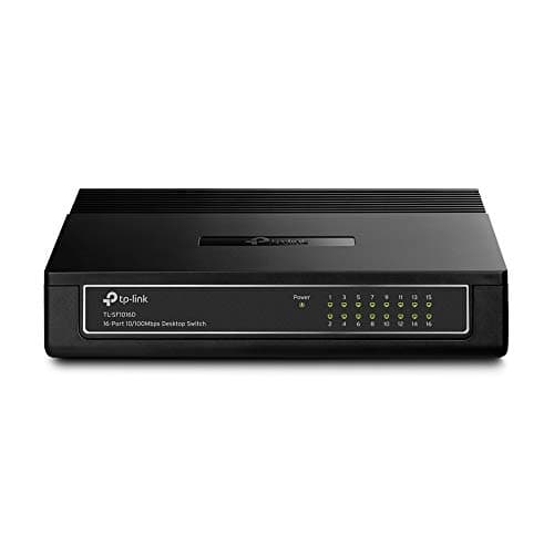 Image of TP-Link TL-SF1016D 16-Port 10/100 Mbps Desktop Ethernet Switch/Hub, Ethernet Splitter, Plug & Play, no configuration required, Black