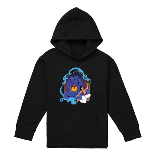 Image of Cotton Soul Disney Aladdin And The Magic Lamp At The Cave Of Wonders Youth Kids Boy/Girls Pull-Over Hoodie, Black, 5-6 Years