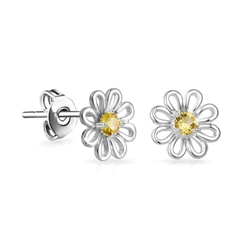 Image of Titanium Earrings,Silver Earring Stud Earings Daisy Ear Rings Studs Flower Womens Hypoallergenic Jewellery Pierced Age Ears Gifts Safety Pin Topaz Accessories Cute,for Women Girls Teenage Christma