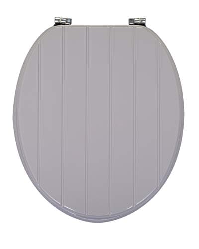 Image of AQUALONA® Premium Tongue & Groove Toilet Seat - MDF Moulded Wood Seat with Durable Hinges - Comfortable, Easy to Clean and Install with Universal Fittings (Light Grey)