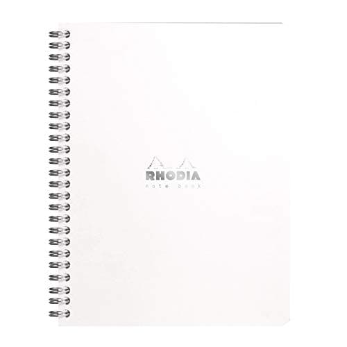 Image of RHODIA 193461C - Spiral Notebook (Full Bound) White Notebook - A5+ - Ruled - 160 Detachable Pages - Clairefontaine Paper 80 g/m - Soft and Resistant Coated Card Cover - Classic