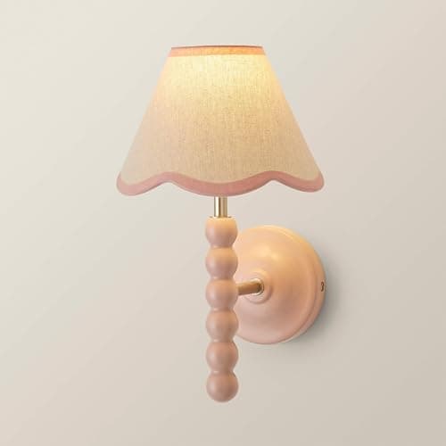 Image of ValueLights | Bobbin Pink Wall Light with Trim Scallop Shade | Wall Lights, Home Décor & Improvement Essential | Mains Wired
