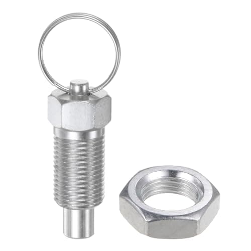 Image of sourcing map Spring Plunger with Pull Ring M16x1.5 Thread Size 0.96" Thread Length Pin Dia.10mm Flat Head Carbon Steel Non-Locking Retractable Index Plunger for Industrial Equipment