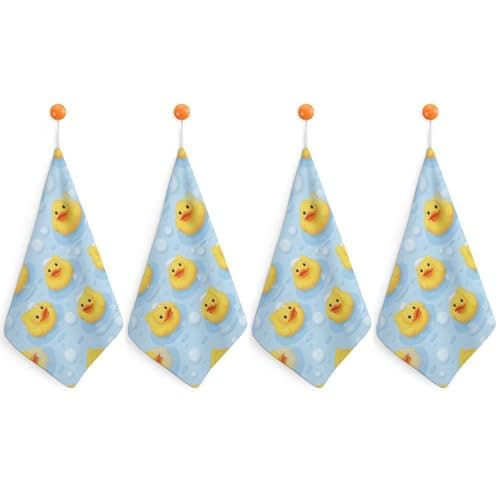 Image of peiyeety Lightweight and Highly Absorbent Towels for Bathroom Yellow Rubber Ducks Bubbles White (2) Farmhouse Decorative Hand Towel Face Towel