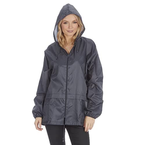 Image of Style It Up Unisex Mens Ladies Water Resistant Plain Raincoat Kagools Jacket Hooded Cagoule (Grey, M)