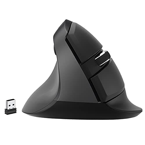 Image of J-Tech Digital Left Handed Wireless Ergonomic Vertical Mouse for Small Hands with USB Nano Transceiver, AA Battery, 4 DPI, Compatible with Mac and PC, Black [V628ML]