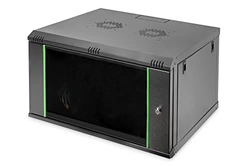 Image of Digitus Network cabinet - 19 inch rack - 16U - 600 mm depth - 470 mm maximum usable depth - wall mounting - load capacity 60kg - safety glass door - Dynamic Basic series - black