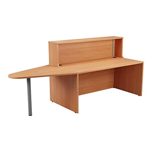 Image of Office Hippo Reception Desk Unit With Extension, Table, Office, Beech, 240 x 89 x 116.5
