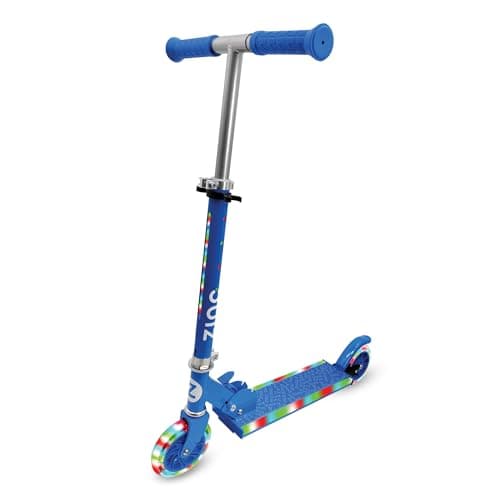 Image of Zinc Light Party 2 Kids Scooter for Boys & Girls Age 3+ - With Light-Up Wheels & Stem, Foldable Design, Adjustable Handlebar, 120mm PU Wheels, ABEC 7 Bearings - Blue