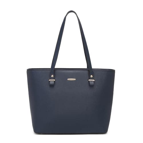 Image of Pahajim Handbags for Women Large Tote Bag with Zip PU Leather Shoulder Bags Women for Work Travel Shopping(Navy blue)