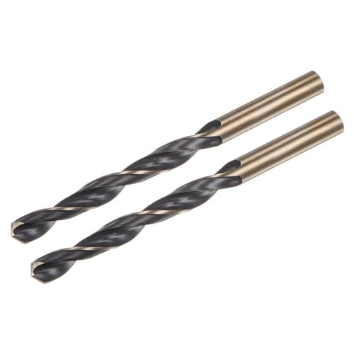 Image of sourcing map 2pcs Jobber Drill Bits 9mm (0.354") Black Nitride & Gold Titanium Coated M2 High Speed Steel (HSS) Twist Drill Bits for Stainless Steel Aluminum Alloy Metal