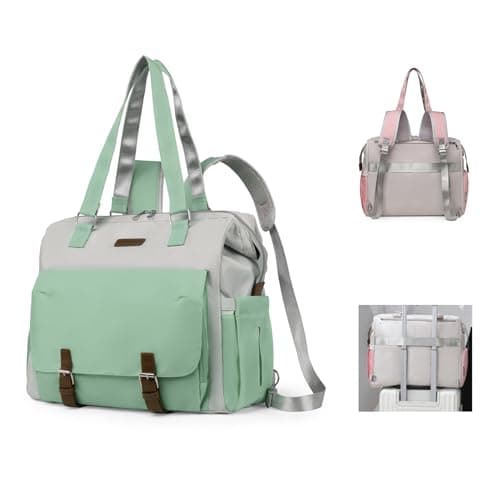 Image of Fexkean Baby Changing Bag,Travel Diaper Bag Converts into Backpack,Baby Diaper Tote,Waterproof Multi-Function Large Capacity Mommy Bag for Hospital(T3039-Green)