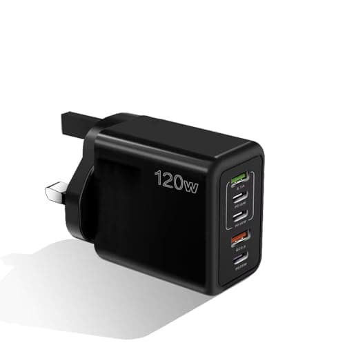 Image of 5-Port Fast Charger Plug – 3× USB-C & 2× USB Multi-Port Wall Adapter | 5V 2.4A PD Charger with UK/US/EU Plugs for Phones, Laptops, Tablets" (Black)
