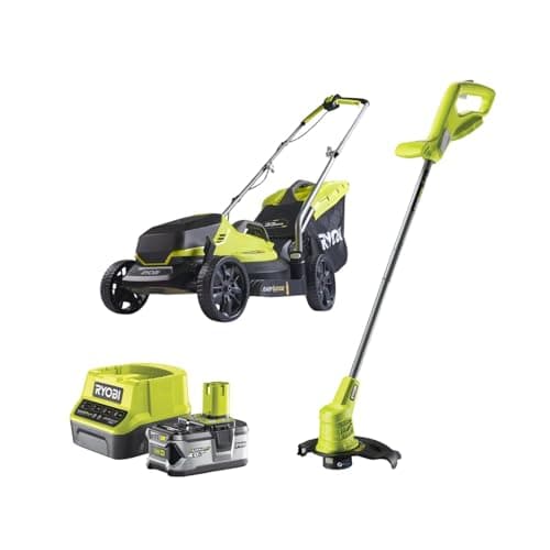 Image of 18V ONE+ Cordless Lawnmower and Grass Trimmer Twin Kit (1 x 4.0Ah)