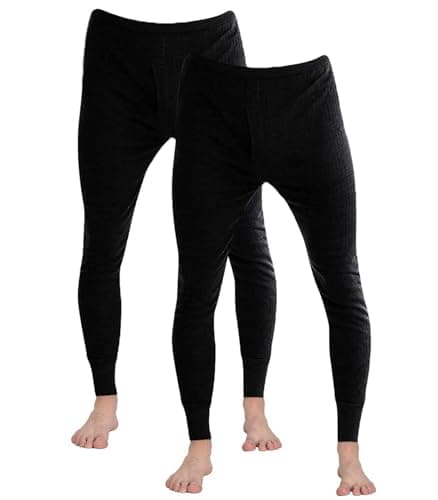 Image of Gaffer 2 Pack Mens Thermal Bottom Long Johns Trousers Warm Underwear Baselayer Thermals Winter Ski Wear BLK S
