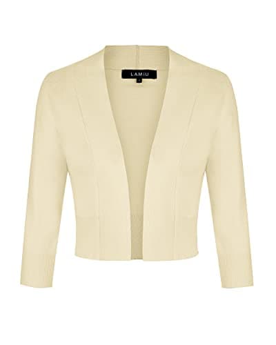 Image of MINTLIMIT Crop Cardigans for Women Long Sleeve Retro Fitted Cardigan Casual,Beige,S