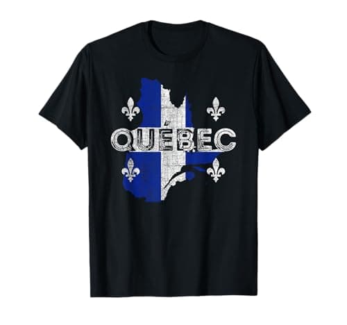 Image of Quebecois Map and Flag Souvenir - Distressed Quebec T-Shirt