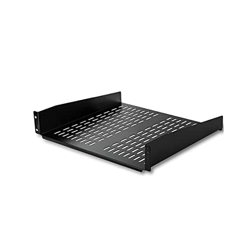 Image of StarTech.com 2U Server Rack Shelf - Universal Vented Rack Mount Cantilever Tray for 19" Network Equipment Rack & Cabinet - Heavy Duty Steel - Weight Capacity 50lb/23kg - 16" Deep Shelf (CABSHELFV)