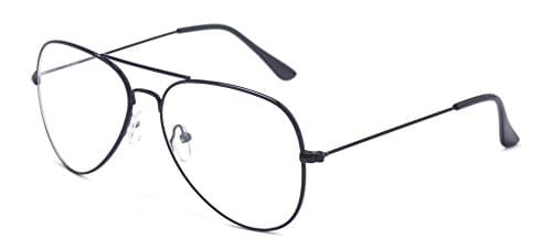 Image of Outray Classic Retro Glasses Clear Lens Non Prescription Metal Frame Eyewear Men Women Black