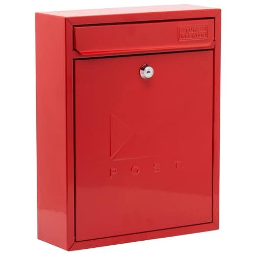 Image of Burg-Wachter MB05R Red Compact Wall Mounted Galvanised Steel Postbox - 26x33x9cm