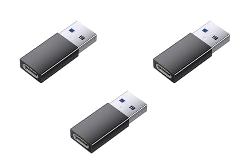 Image of Dunamis Exousia 3 Pack USB C Female to USB 3.0 Male Adapter, Type C Female to A Male Charger Cable Converter Compatible with Mbook, Notebook, Tablet, Smartphone, Airpods, Galaxy etc... (USB-C Type 2)