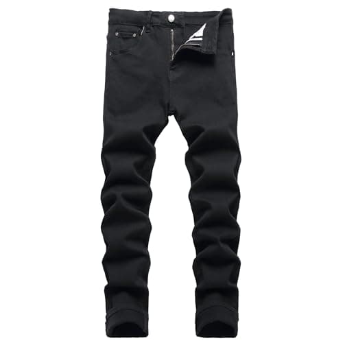 Image of JENY-LUCK Men's Stretch Skinny Jeans Slim Fit Distressed Tapered Leg Stretch Biker Denim Pants Men's Ripped Slim Fit Skinny Destroyed Distressed Straight Leg Jeans