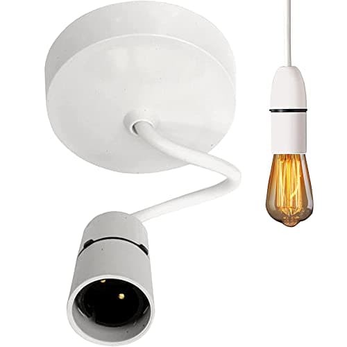 Image of Light Fitting Ceiling Pendant with Lampholder BN Set 6 Inch Flex Cable Fixtures Ceiling Rose White Lamp Holder Light Fitting Kit for Dining Room Decoration
