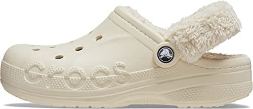 Image of Crocs Baya Lined Fuzz-Strap Clog Winter White Size 3 UK Men/ 4 UK Women