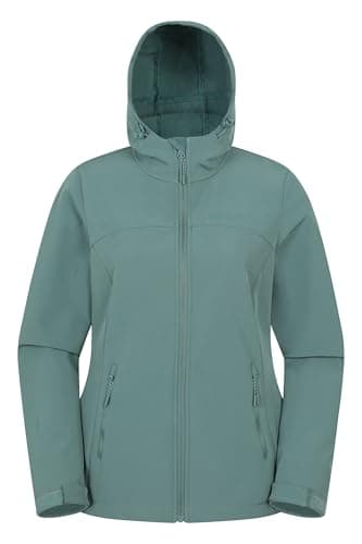 Image of Mountain Warehouse Exodus Womens Softshell Jacket - Breathable, Adjustable, Water & Wind Resistant Ladies Coat - For Spring, Summer, Walking, Everyday wear Teal Women's Size 14