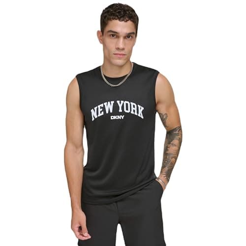 Image of DKNY Men's Sleeveless Quick Dry 40+ Protection UPF Top, Black, XXL