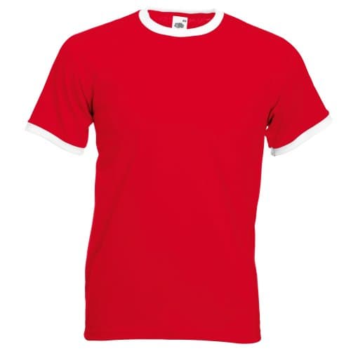 Image of Fruit of the Loom Men's Ringer T-Shirt (Red/White) - M