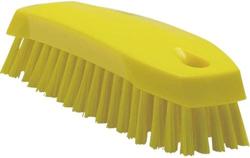 Image of Vikan 35876 Hand-Held Scrub Brush, Polypropylene, Polyester Bristle, 7", Yellow