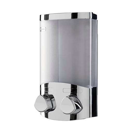 Image of Croydex Wall Mounted Soap Dispenser - Eliminates Shower Clutter, Easy to Refill and Has a Pre-Measured Pump for Your Shower Gel, Shampoo and Conditioner, Mount On Corner or Flat Wall (Chrome, 2x320ml)
