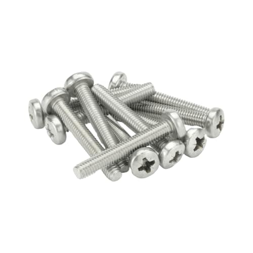 Image of M6 (6mm x 40mm) Pozi Pan Head Machine Screws - BZP Steel (Pack of 10)